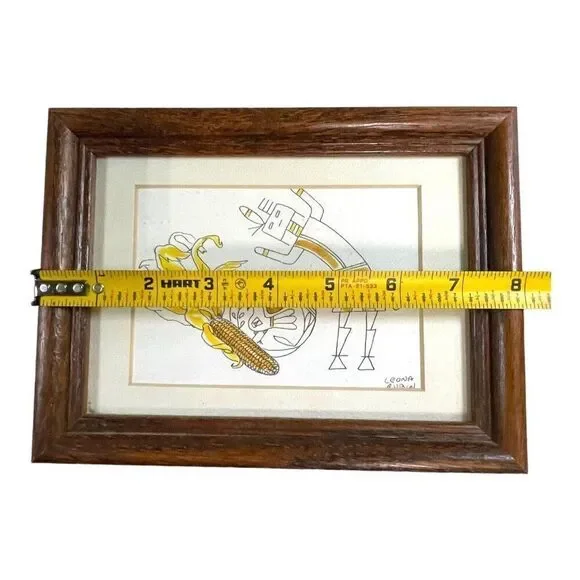 Kachina Corn Maiden Native American Framed Matted Drawing Ar Signed Leona Rubin